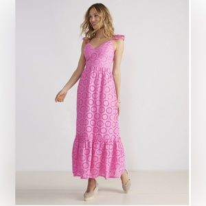 NWT Vineyard Vines Eyelet Maxi Dress, Paradise Punch (Pink), Size Small